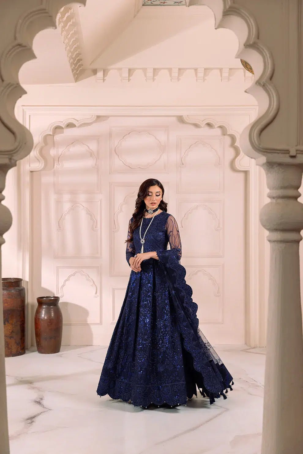 Alizeh | Dua Formals 23 | DUA - V01D01A - KHIRAD ( BLUE ) - Pakistani Clothes - Hoorain Designer Wear