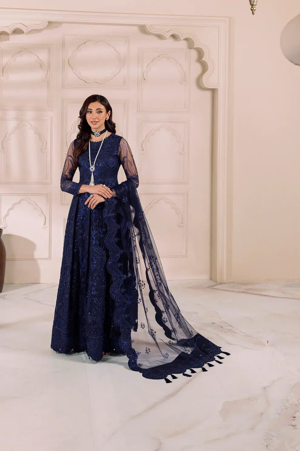 Alizeh | Dua Formals 23 | DUA - V01D01A - KHIRAD ( BLUE ) - Pakistani Clothes - Hoorain Designer Wear