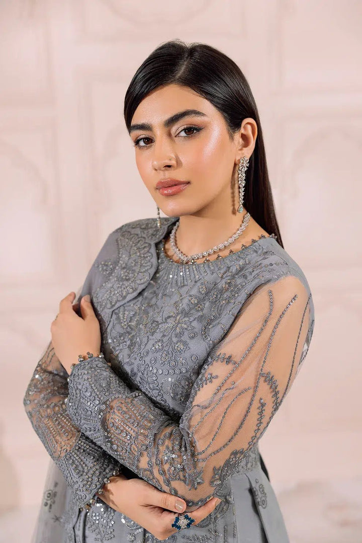 Alizeh | Dua Formals 23 | DUA - V01D01B - KHIRAD ( GREY ) - Pakistani Clothes - Hoorain Designer Wear