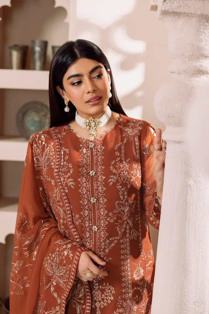 Alizeh | Dua Formals 23 | DUA - V01D02A - LYRA ( RUST ) - Pakistani Clothes - Hoorain Designer Wear