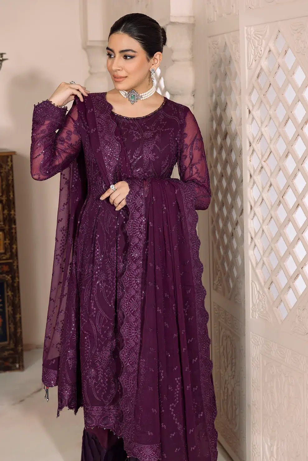 Alizeh | Dua Formals 23 | DUA - V01D03A - SYLVI ( PURPLE ) - Pakistani Clothes - Hoorain Designer Wear