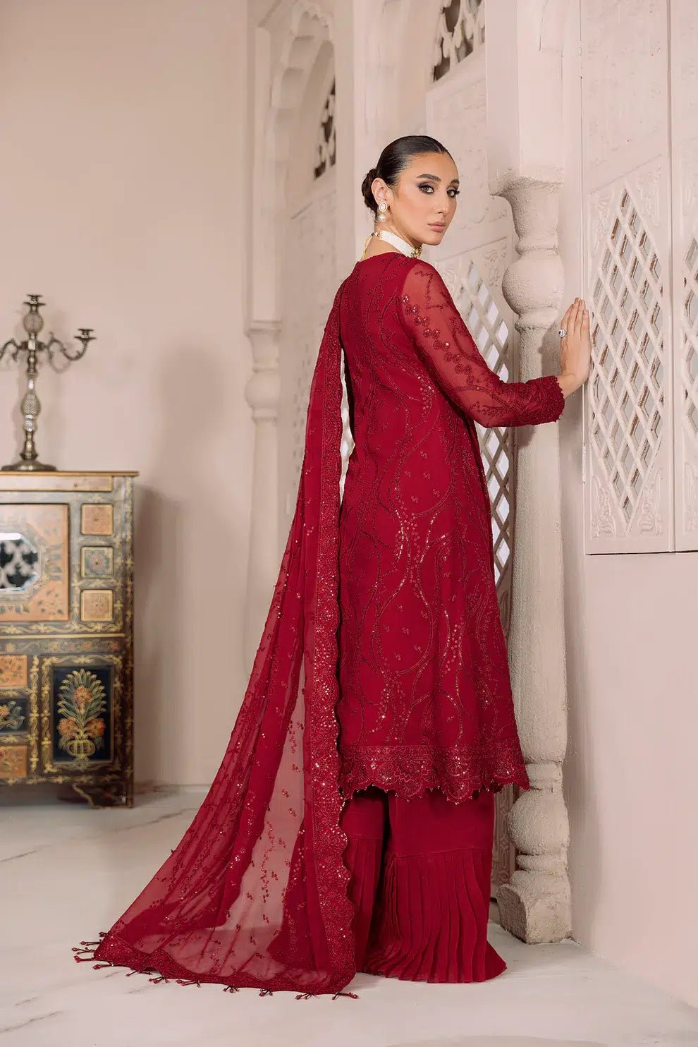 Alizeh | Dua Formals 23 | DUA - V01D03B - SYLVI ( RED ) - Pakistani Clothes - Hoorain Designer Wear