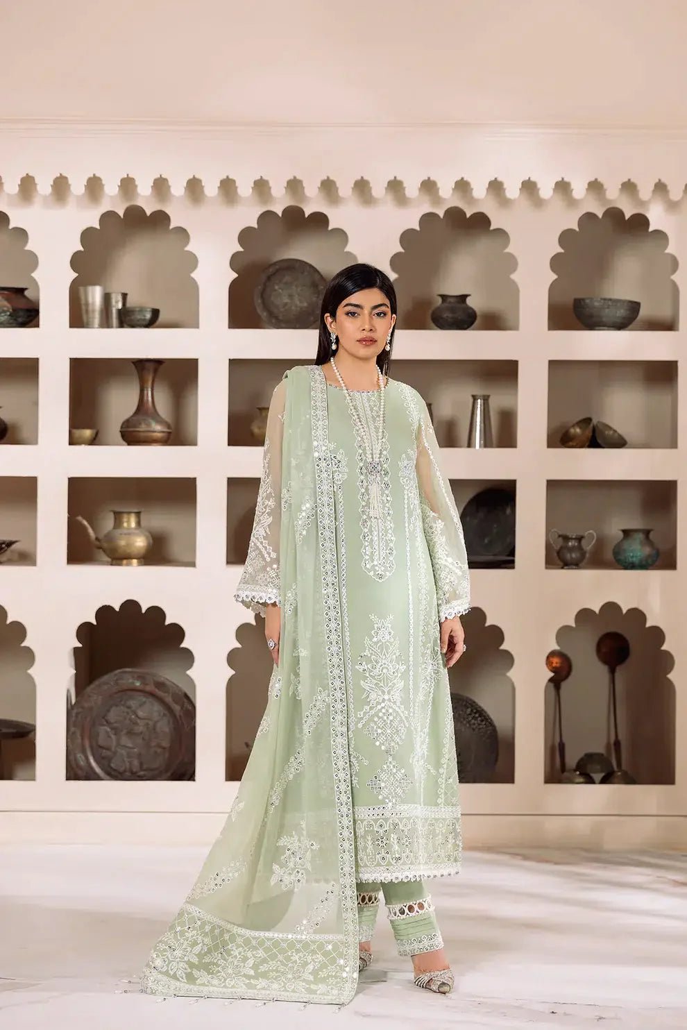 Alizeh | Dua Formals 23 | DUA - V01D04A - MEHRUNISA ( PISTA ) - Pakistani Clothes - Hoorain Designer Wear