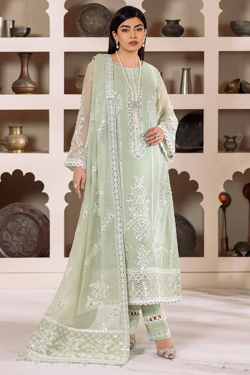 Alizeh | Dua Formals 23 | DUA - V01D04A - MEHRUNISA ( PISTA ) - Pakistani Clothes - Hoorain Designer Wear