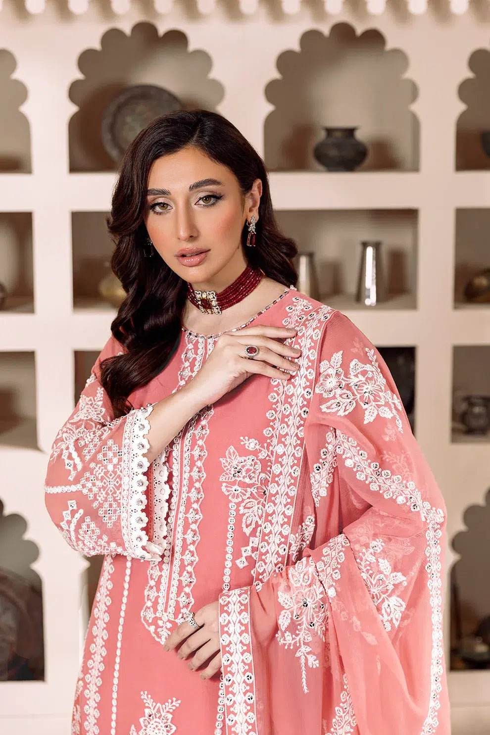 Alizeh | Dua Formals 23 | DUA - V01D04B - MEHRUNISA ( PINK ) - Pakistani Clothes - Hoorain Designer Wear