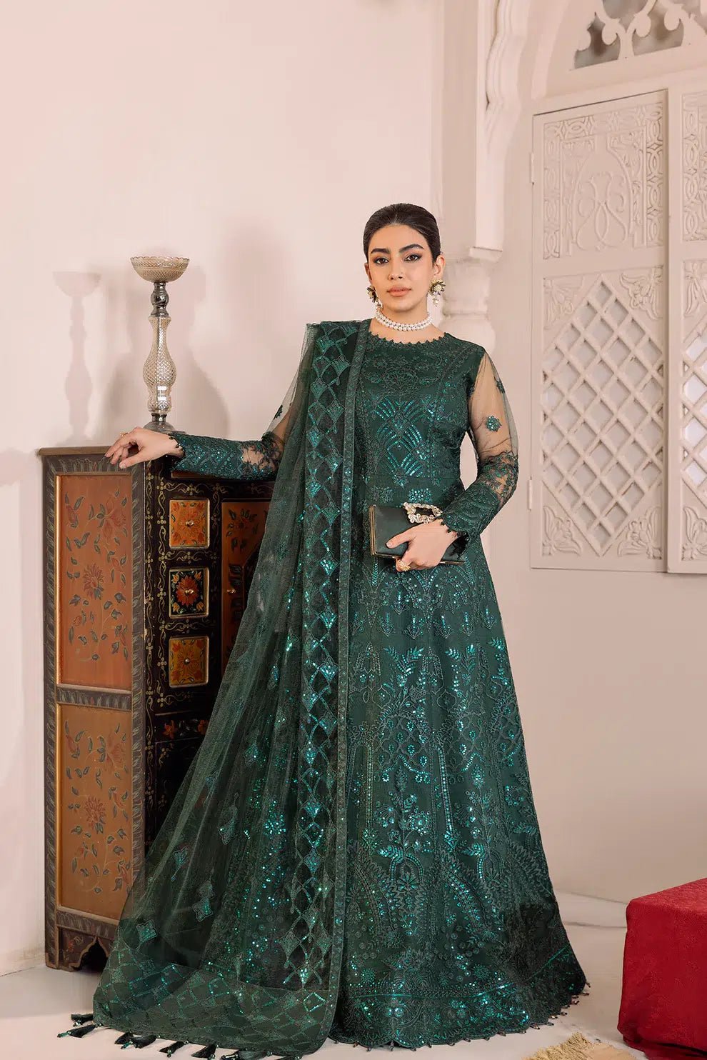 Alizeh | Dua Formals 23 | DUA - V01D05A - RYAN ( GREEN ) - Pakistani Clothes - Hoorain Designer Wear