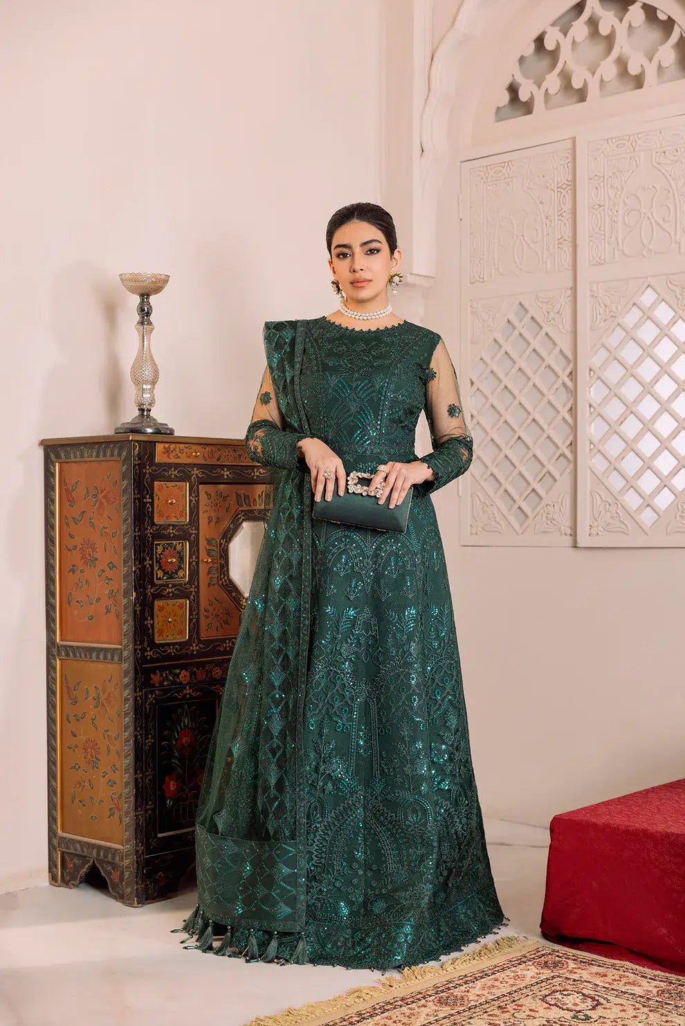 Alizeh | Dua Formals 23 | DUA - V01D05A - RYAN ( GREEN ) - Pakistani Clothes - Hoorain Designer Wear