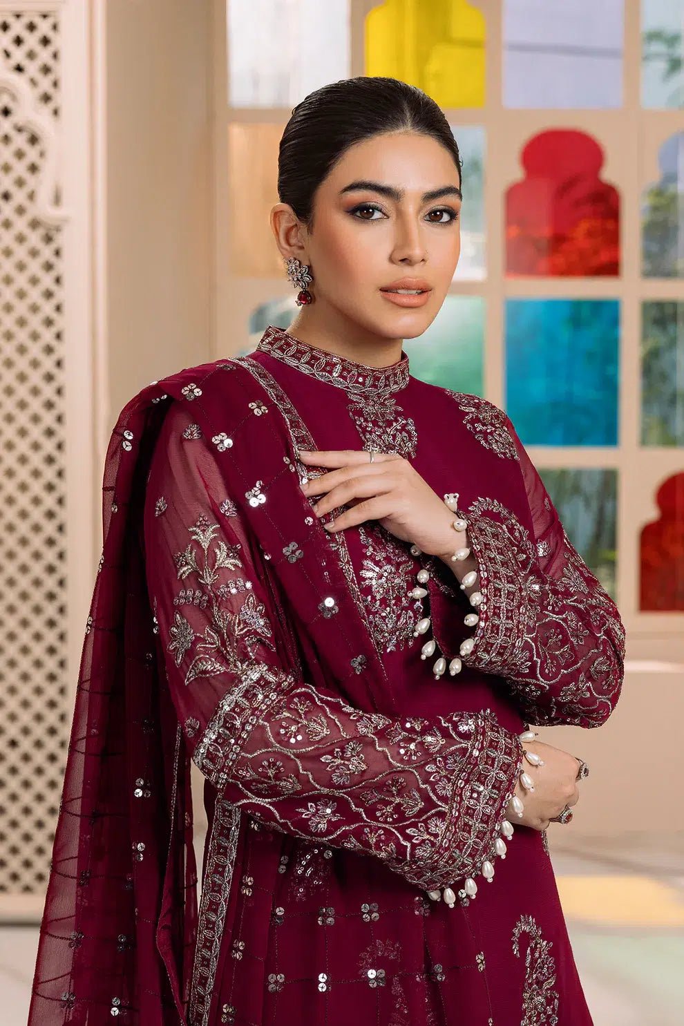 Alizeh | Dua Formals 23 | DUA - V01D06A - AMAYA ( MAGENTA ) - Pakistani Clothes - Hoorain Designer Wear