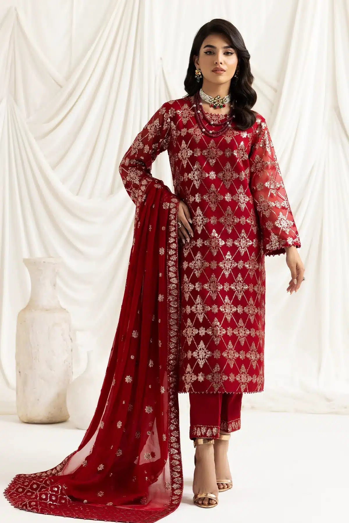 Alizeh | Dua Formals 23 | DUA - V02D02A - ALARA(RED) - Pakistani Clothes - Hoorain Designer Wear