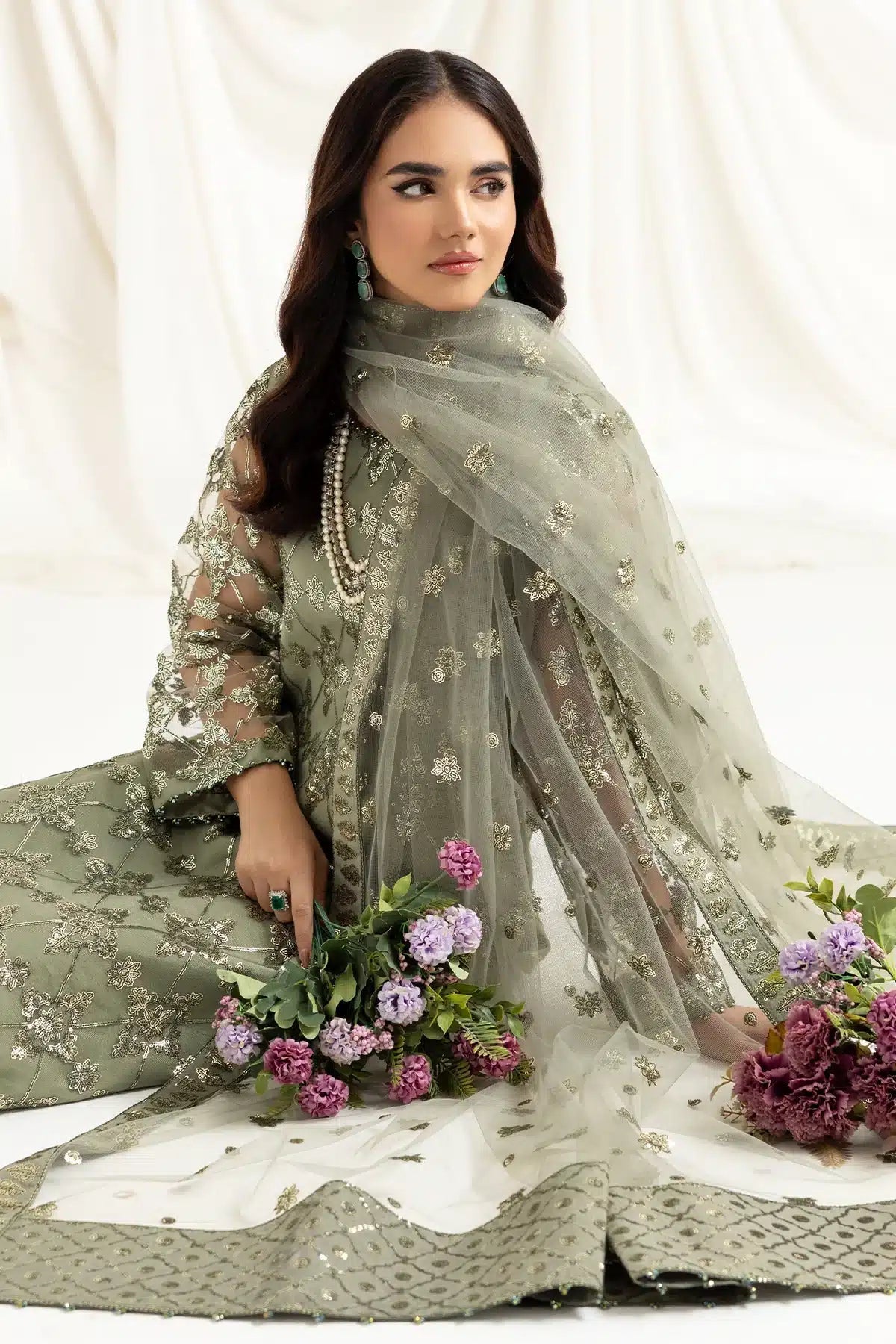 Alizeh | Dua Formals 23 | DUA - V02D02B - ALARA(PISTACHIO) - Pakistani Clothes - Hoorain Designer Wear