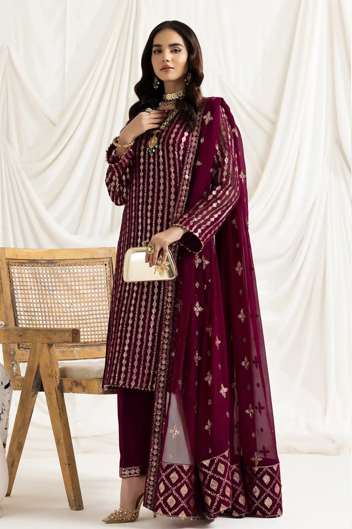 Alizeh | Dua Formals 23 | DUA - V02D03A - AYSAL(MAGENTA) - Pakistani Clothes - Hoorain Designer Wear