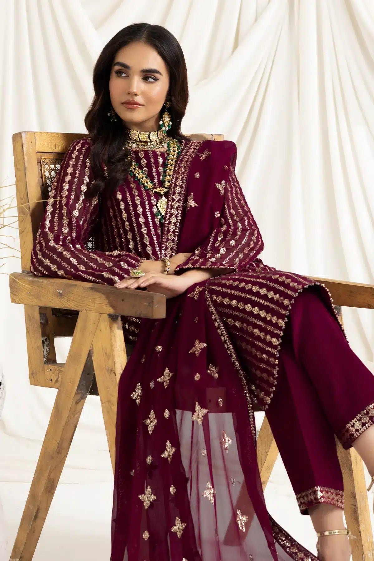 Alizeh | Dua Formals 23 | DUA - V02D03A - AYSAL(MAGENTA) - Pakistani Clothes - Hoorain Designer Wear