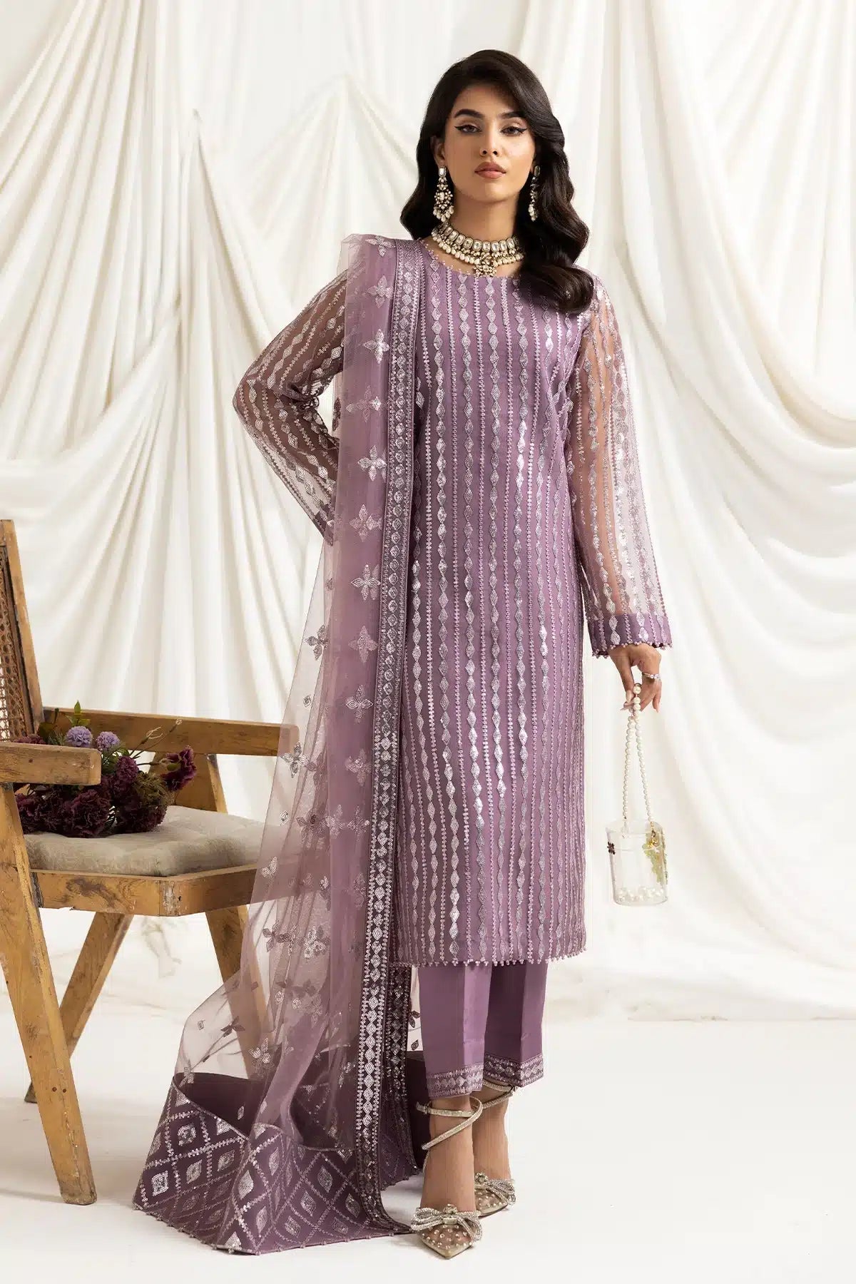 Alizeh | Dua Formals 23 | DUA - V02D03B - AYSAL(LILAC) - Pakistani Clothes - Hoorain Designer Wear