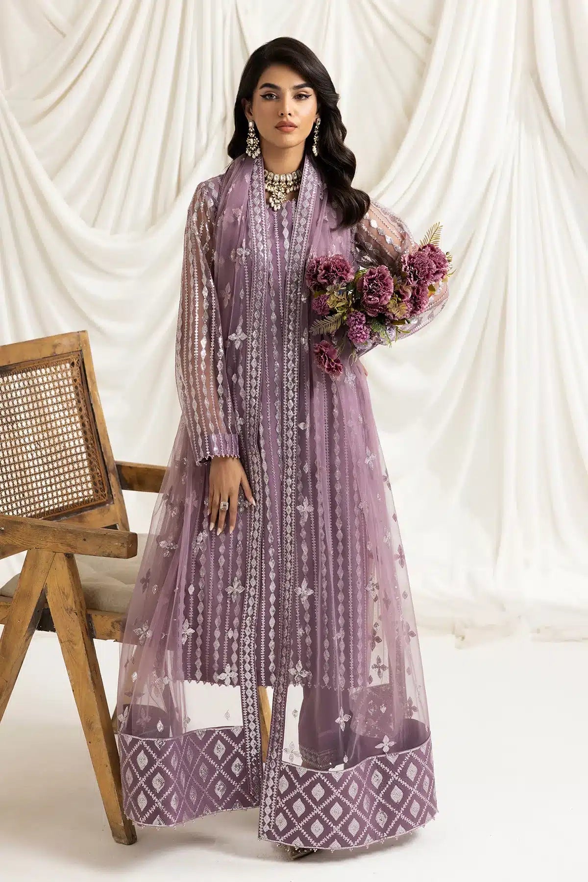 Alizeh | Dua Formals 23 | DUA - V02D03B - AYSAL(LILAC) - Pakistani Clothes - Hoorain Designer Wear