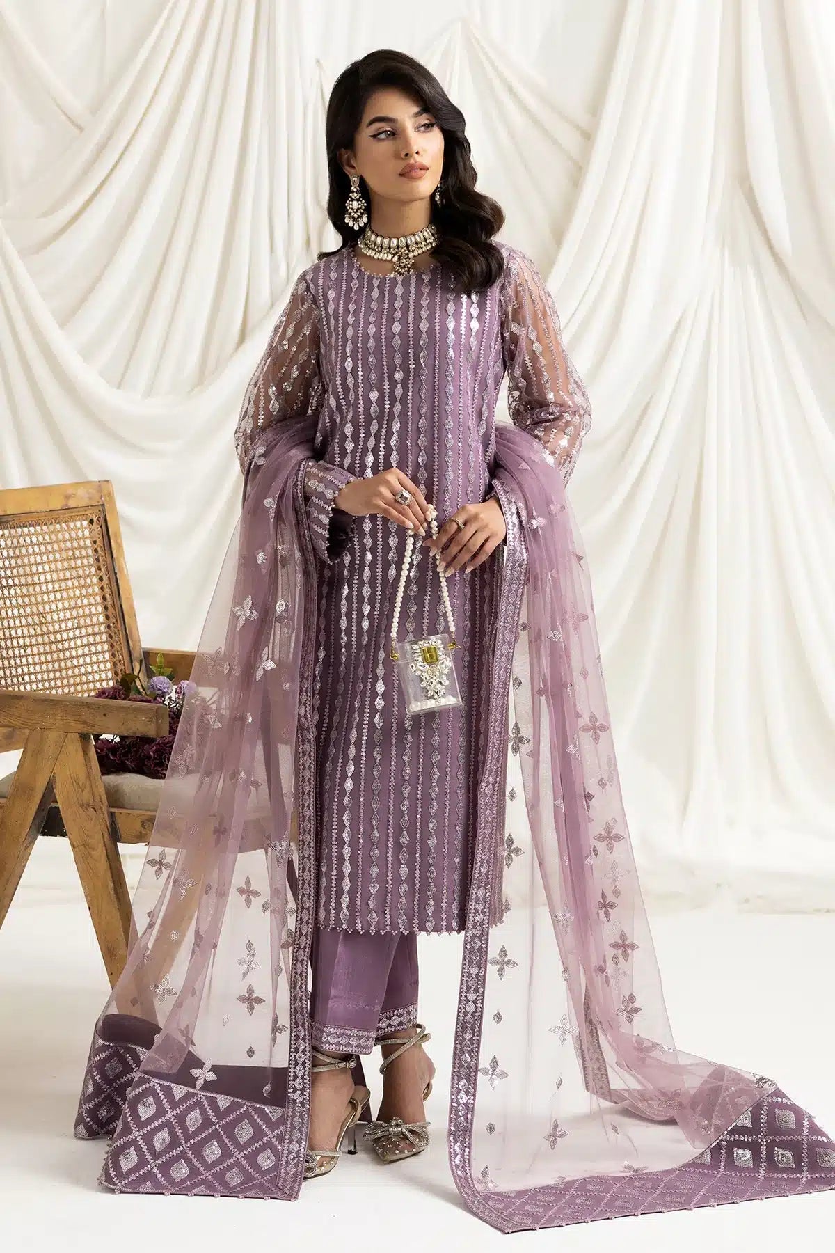 Alizeh | Dua Formals 23 | DUA - V02D03B - AYSAL(LILAC) - Pakistani Clothes - Hoorain Designer Wear