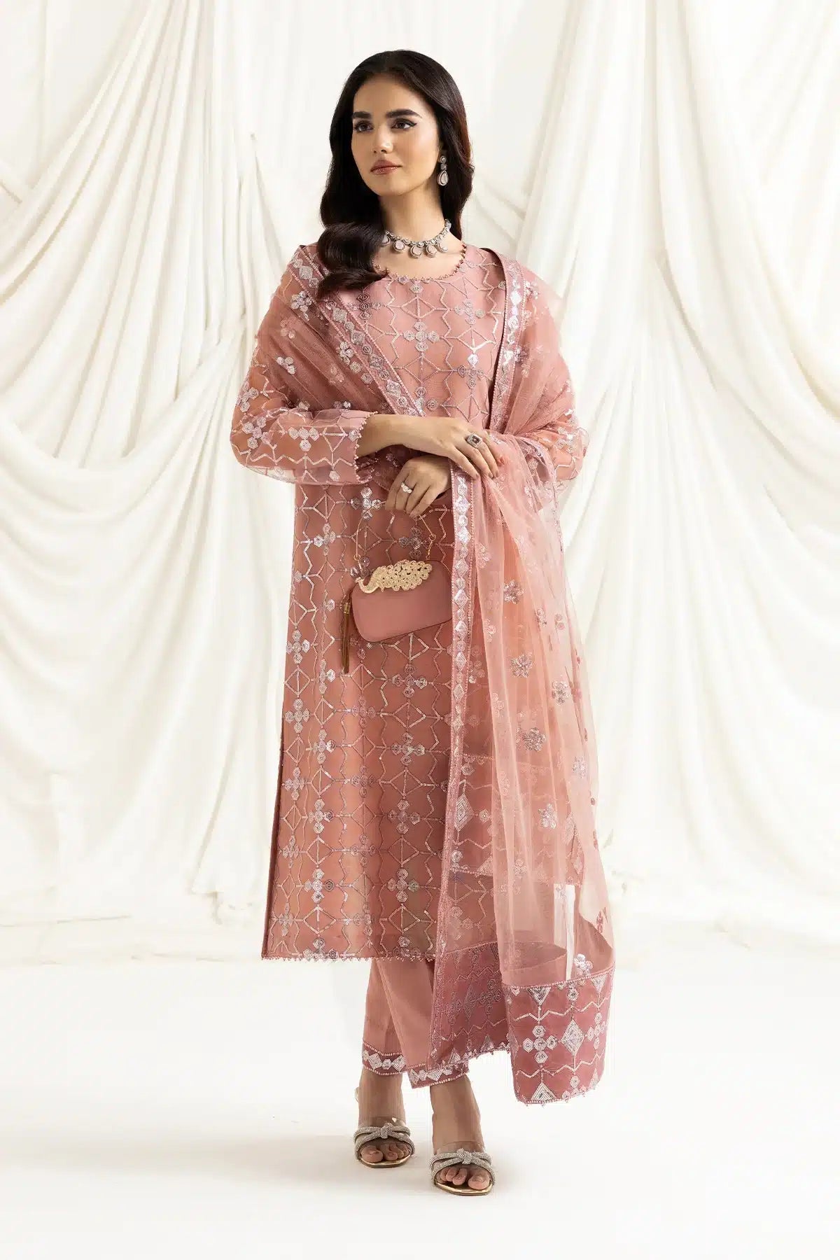 Alizeh | Dua Formals 23 | DUA - V02D04B - NAZIK(PINK) - Pakistani Clothes - Hoorain Designer Wear