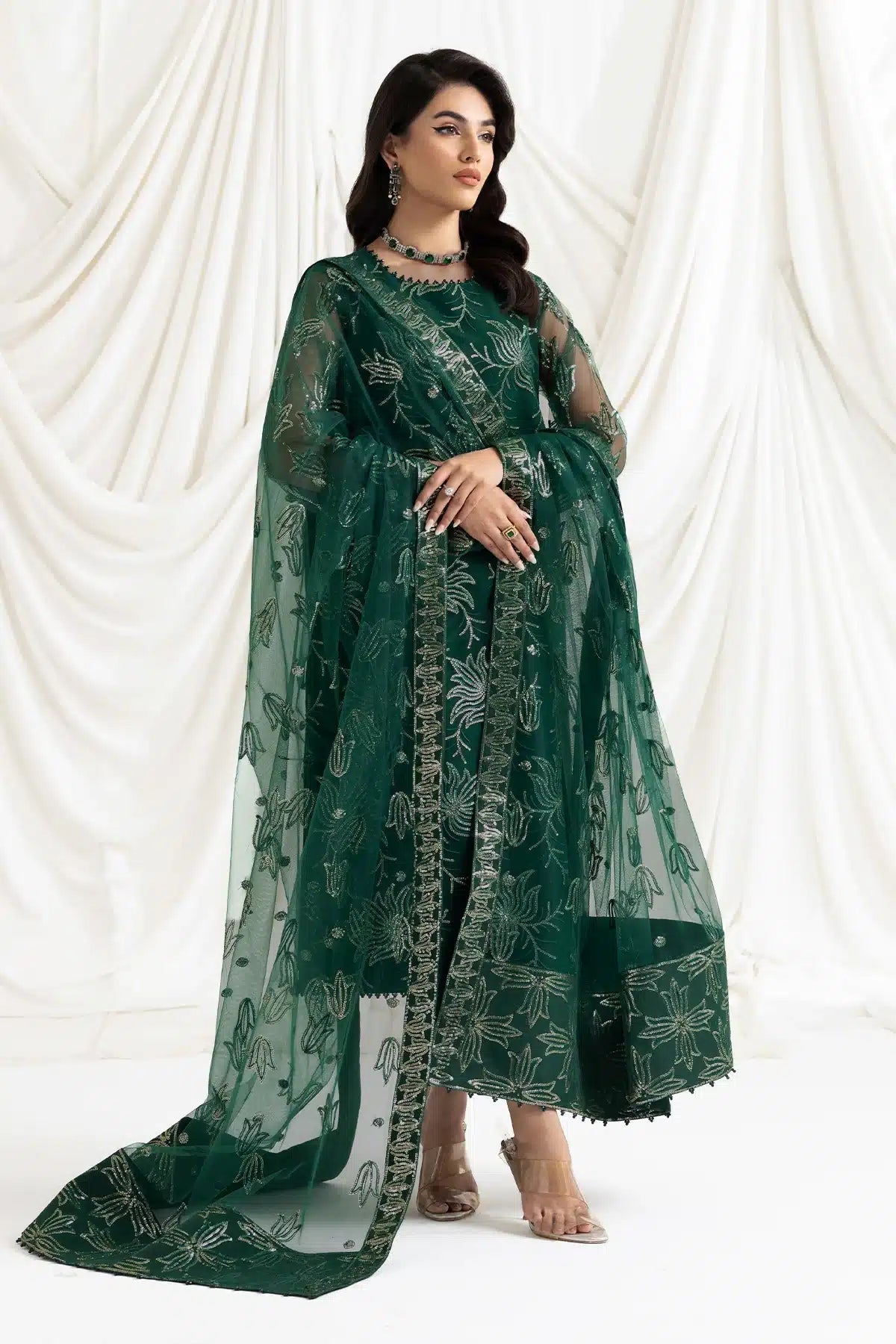 Alizeh | Dua Formals 23 | DUA - V02D05A - ELNAZ(GREEN) - Pakistani Clothes - Hoorain Designer Wear