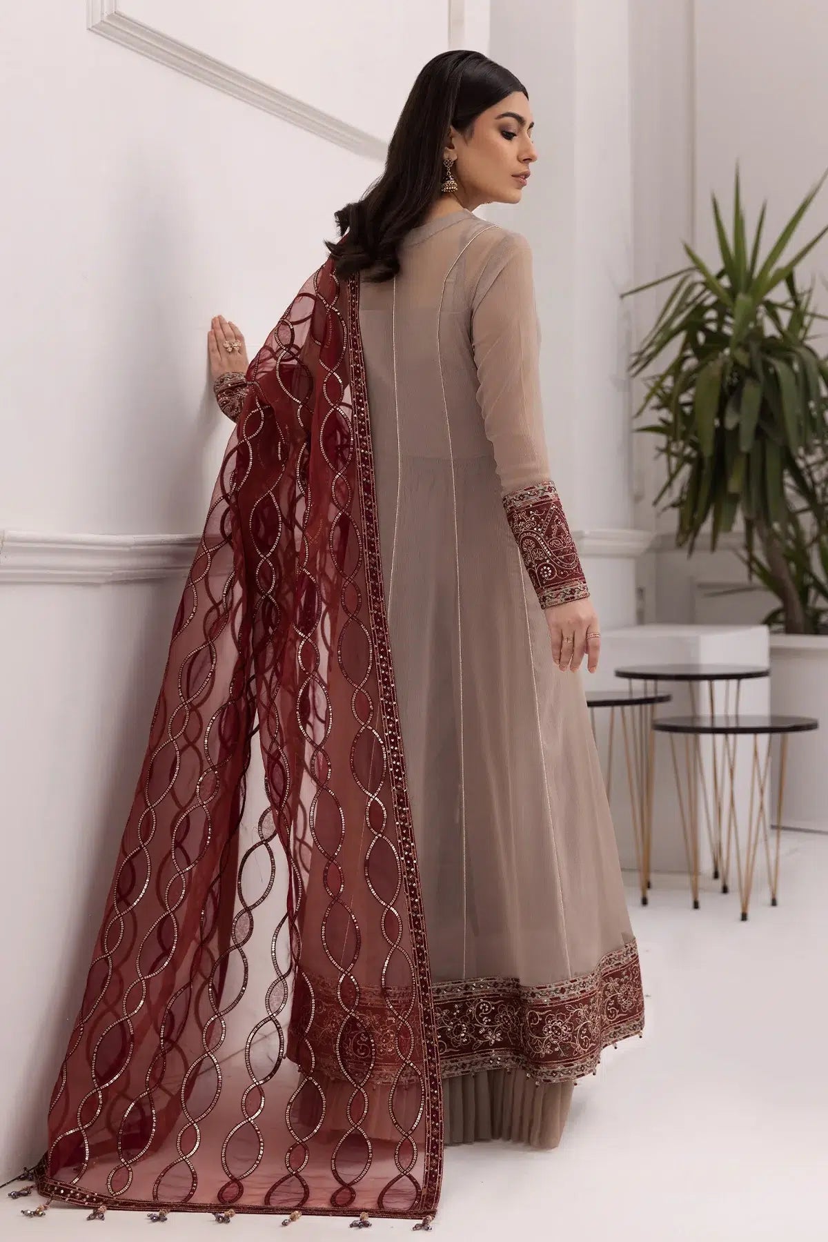 Alizeh | Formals Collection | Beige Dress 3 piece - RTW1010 - Pakistani Clothes - Hoorain Designer Wear