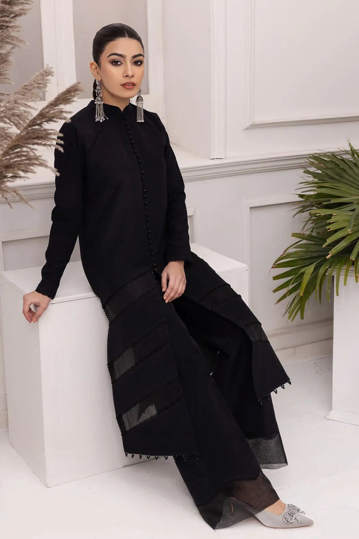 Alizeh | Formals Collection | Black Dress 3 piece - RTW1004 - Pakistani Clothes - Hoorain Designer Wear