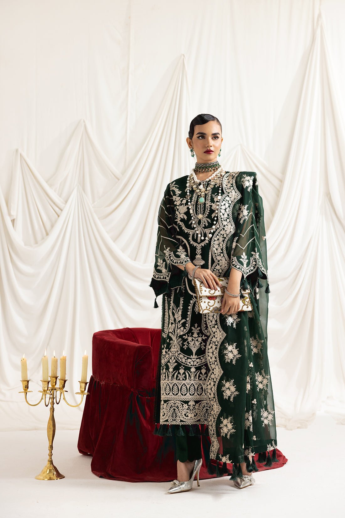 Alizeh | Formals Collection | Clara B (GREEN) - Pakistani Clothes - Hoorain Designer Wear