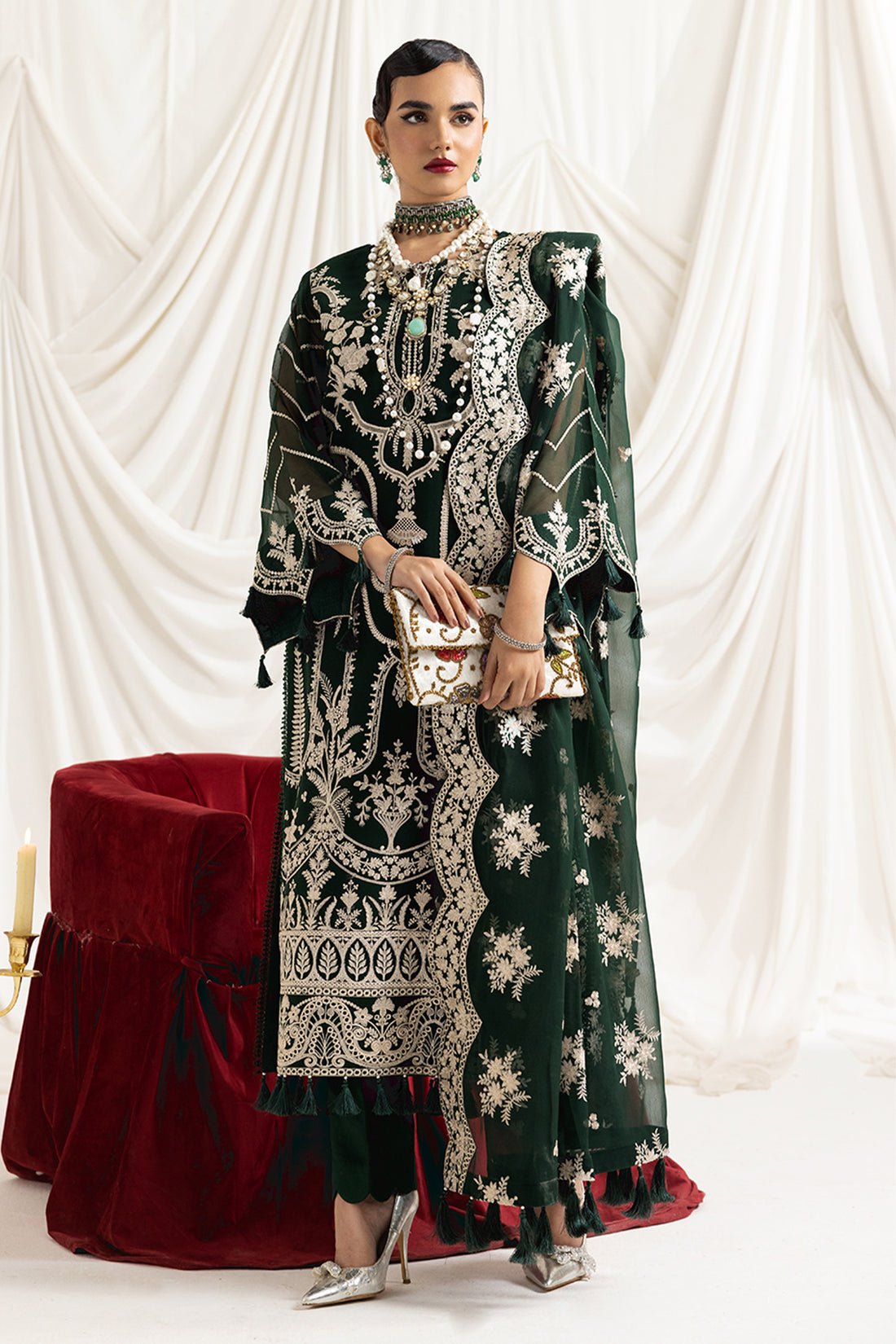 Alizeh | Formals Collection | Clara B (GREEN) - Pakistani Clothes - Hoorain Designer Wear