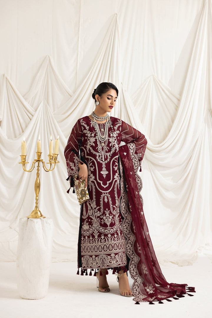 Alizeh | Formals Collection | Clara C (MAROON) - Pakistani Clothes - Hoorain Designer Wear