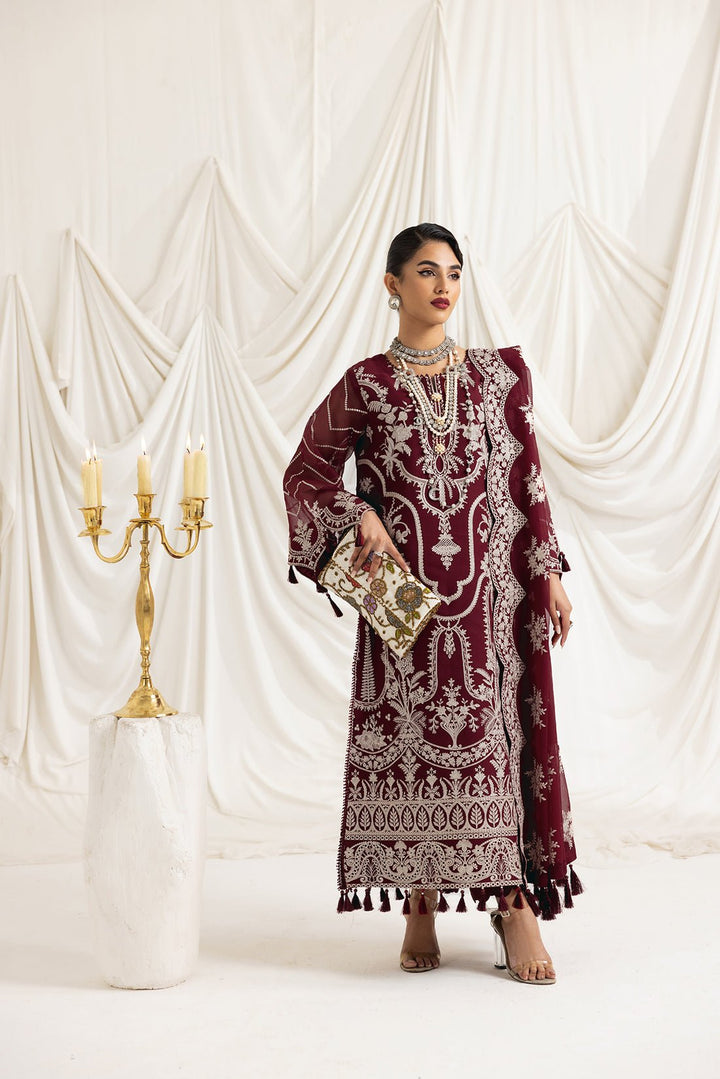 Alizeh | Formals Collection | Clara C (MAROON) - Pakistani Clothes - Hoorain Designer Wear