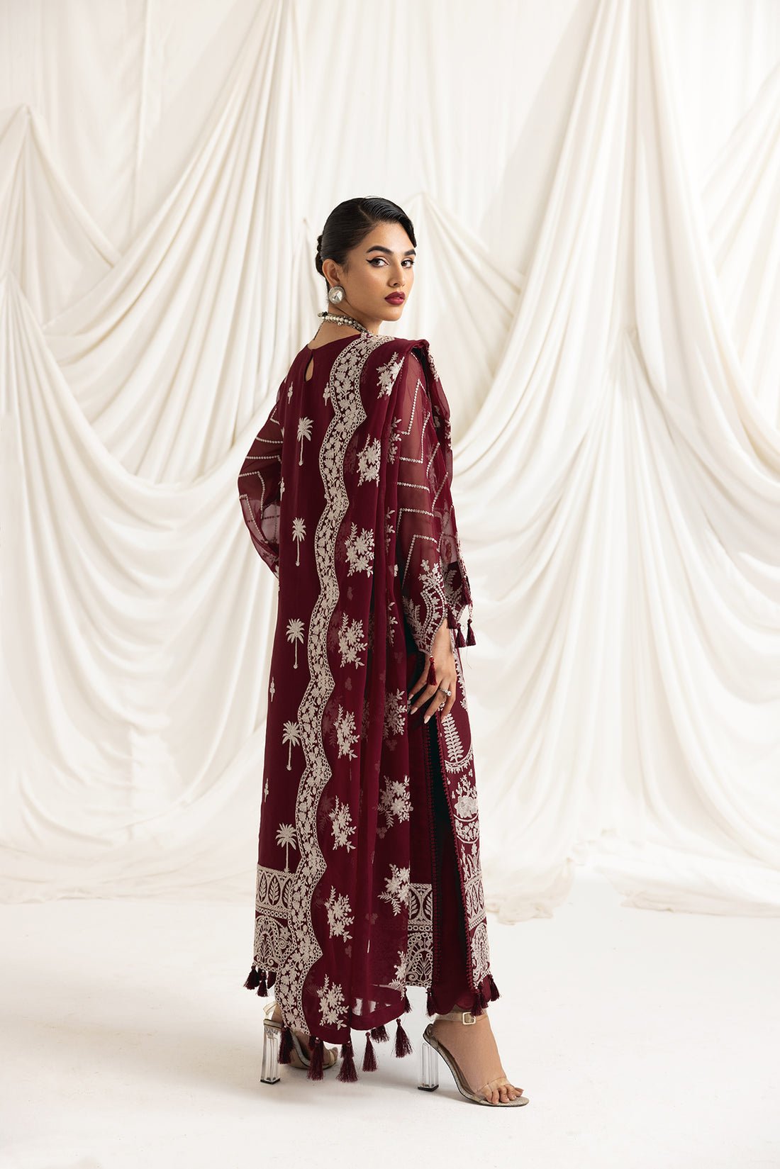 Alizeh | Formals Collection | Clara C (MAROON) - Pakistani Clothes - Hoorain Designer Wear