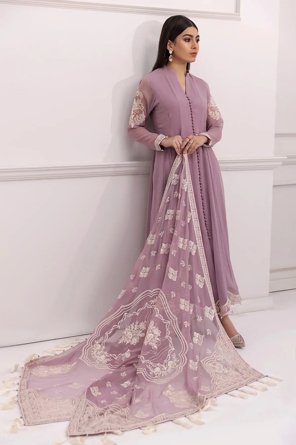 Alizeh | Formals Collection | Lilac Dress 3 piece - RTW1006 - Pakistani Clothes - Hoorain Designer Wear