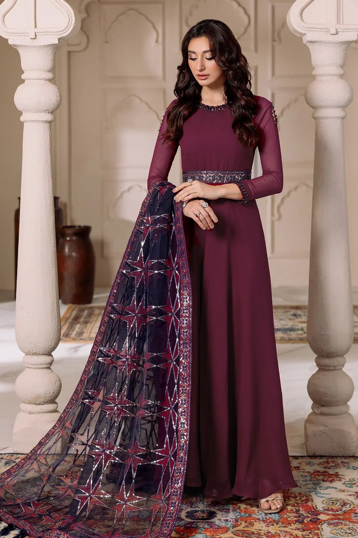 Alizeh | Formals Collection | Magenta 3 piece - RTW1013 - Pakistani Clothes - Hoorain Designer Wear