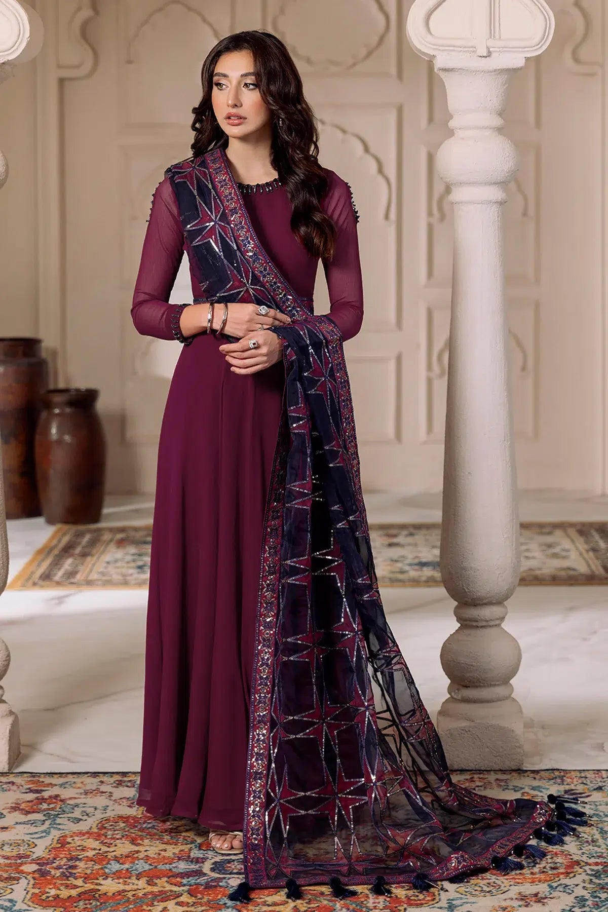 Alizeh | Formals Collection | Magenta 3 piece - RTW1013 - Pakistani Clothes - Hoorain Designer Wear