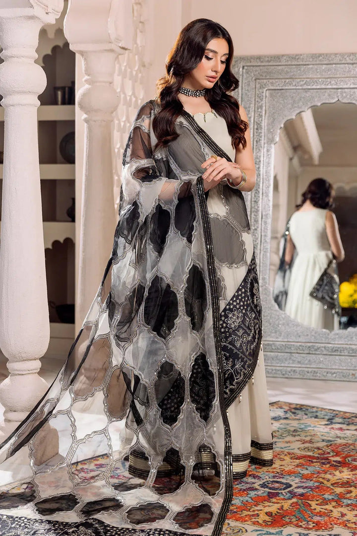 Alizeh | Formals Collection | Offwhite Black 4 piece - RTW1016 - Pakistani Clothes - Hoorain Designer Wear