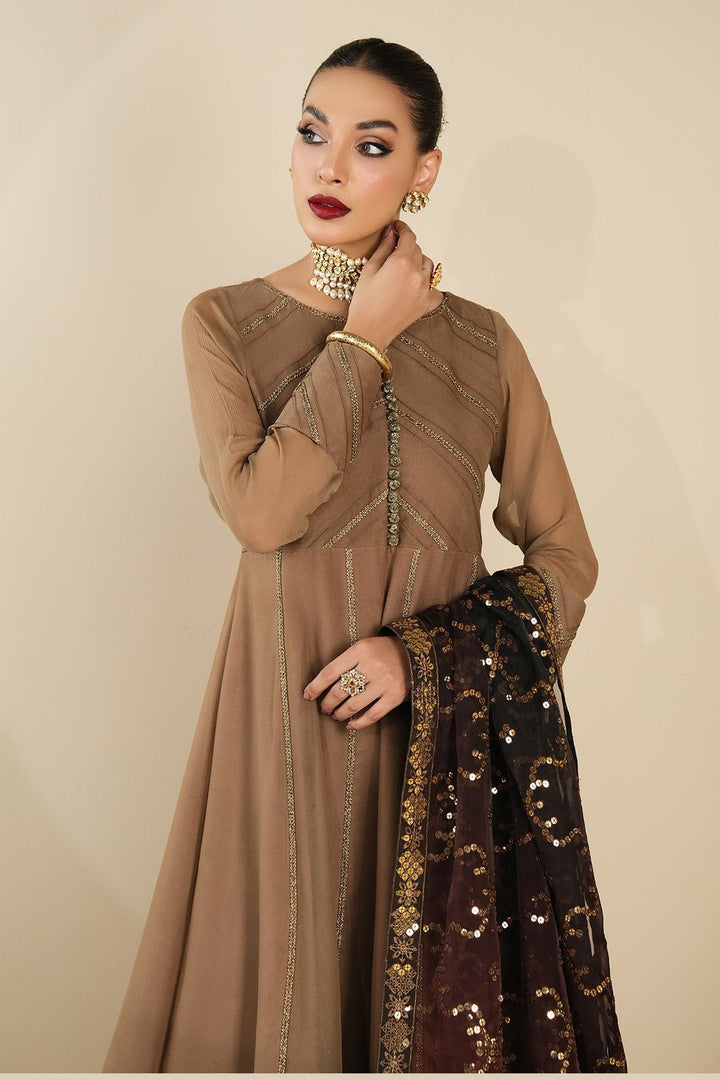 Alizeh | Formals Collection | Rose Beige Dress 3 piece - RTW1017 - Pakistani Clothes - Hoorain Designer Wear