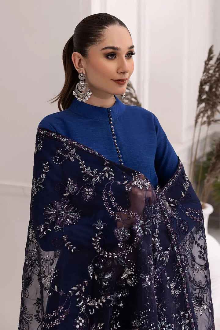 Alizeh | Formals Collection | Royal Blue Dress 3 piece - RTW1002 - Pakistani Clothes - Hoorain Designer Wear