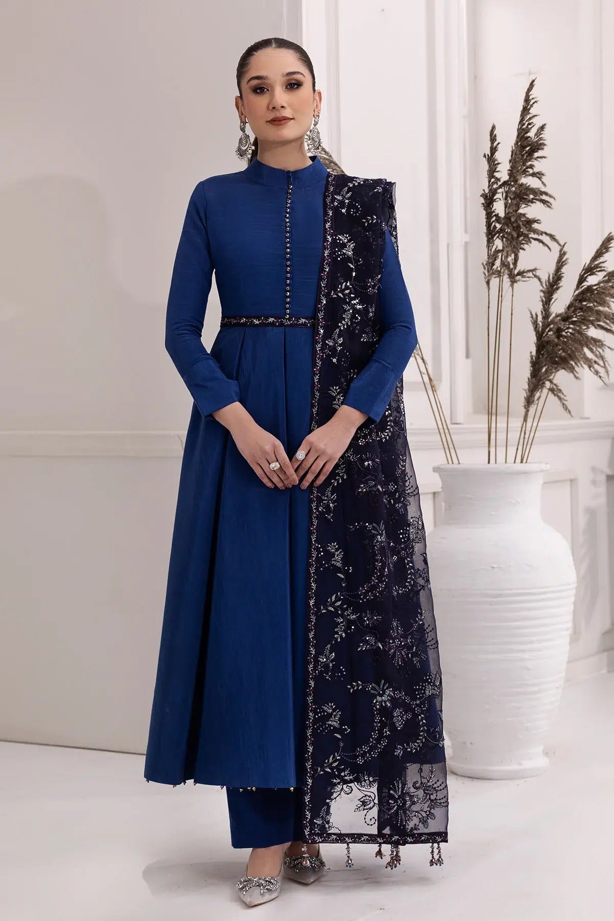 Alizeh | Formals Collection | Royal Blue Dress 3 piece - RTW1002 - Pakistani Clothes - Hoorain Designer Wear