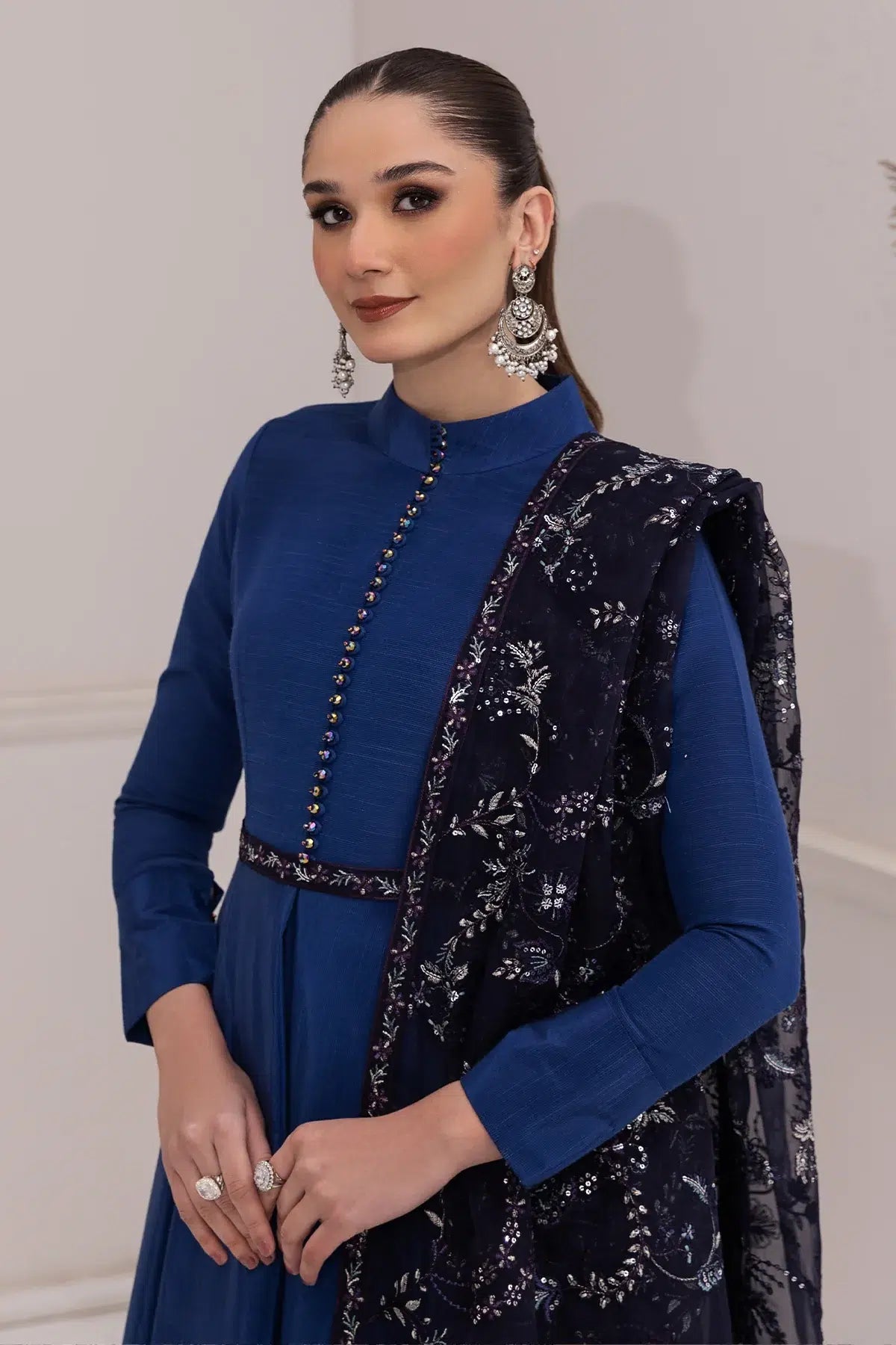 Alizeh | Formals Collection | Royal Blue Dress 3 piece - RTW1002 - Pakistani Clothes - Hoorain Designer Wear