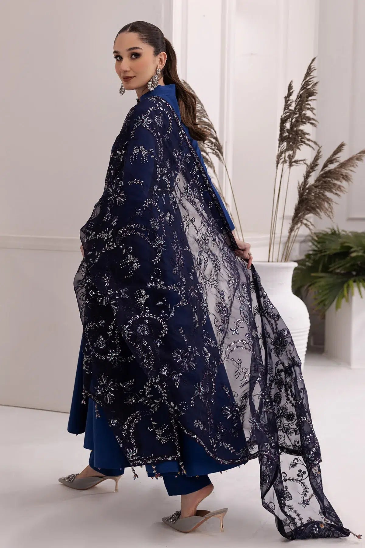 Alizeh | Formals Collection | Royal Blue Dress 3 piece - RTW1002 - Pakistani Clothes - Hoorain Designer Wear