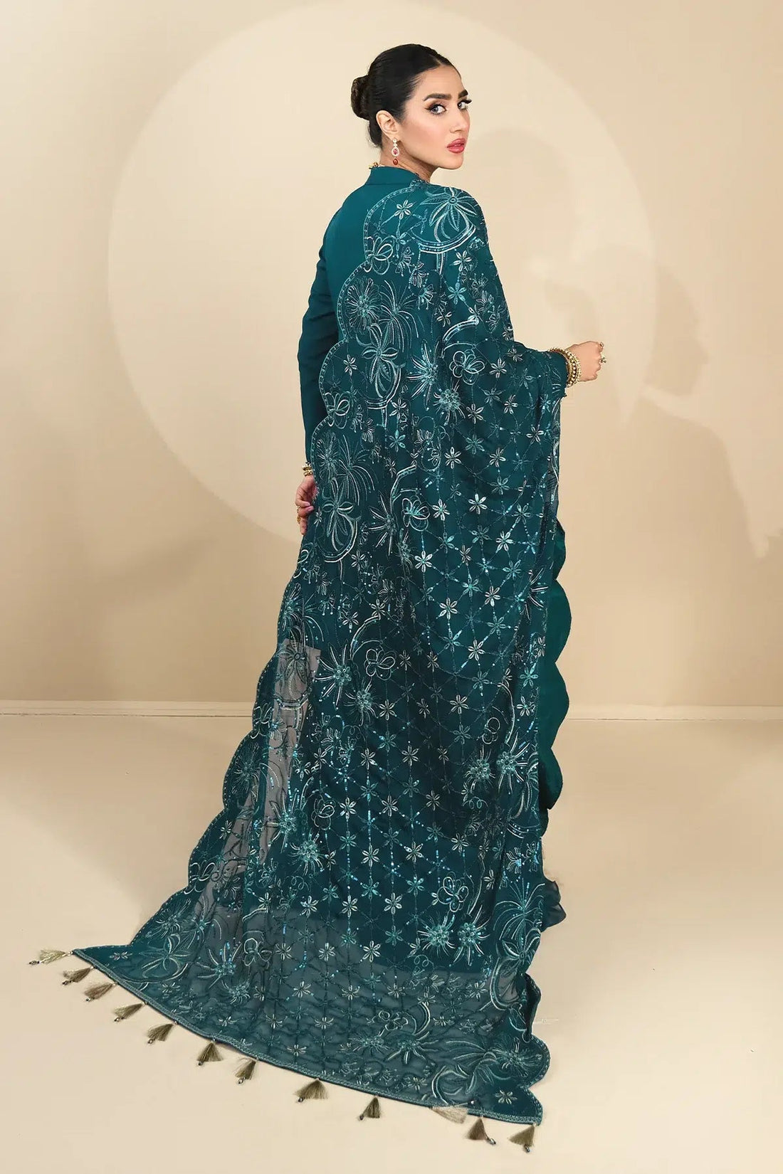 Alizeh | Formals Collection | Sea Green Peplum 3 piece - RTW1015 - Pakistani Clothes - Hoorain Designer Wear