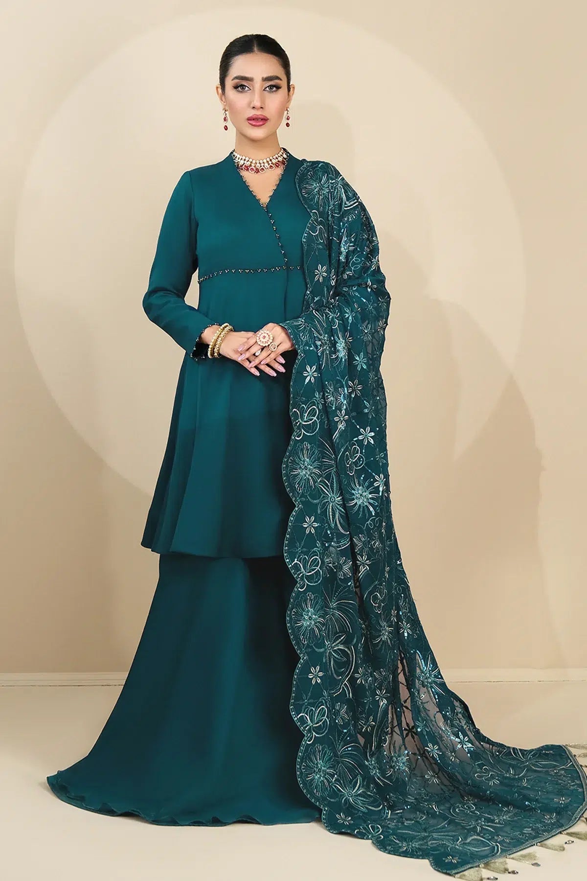 Alizeh | Formals Collection | Sea Green Peplum 3 piece