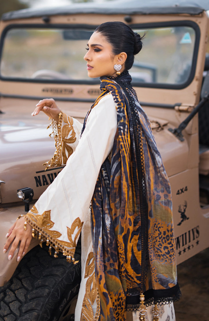 Alzohaib | Mahiymaan Luxury Lawn | MLL- Safri Splendor - Hoorain Designer Wear - Pakistani Ladies Branded Stitched Clothes in United Kingdom, United states, CA and Australia