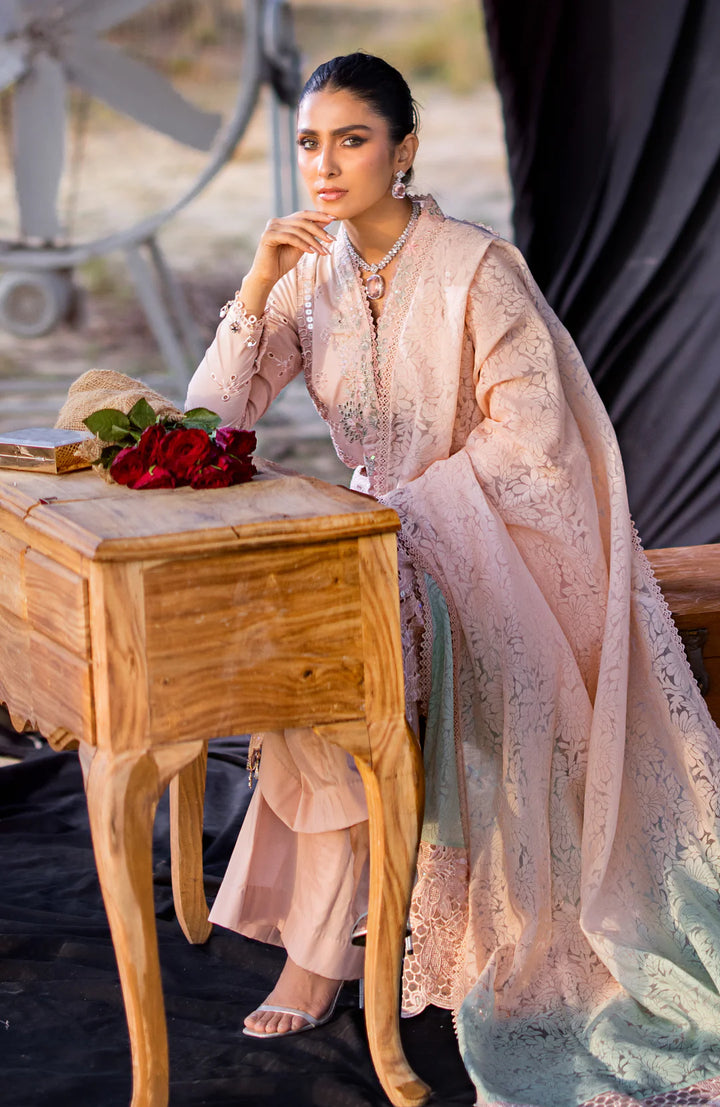 Alzohaib | Mahiymaan Luxury Lawn | MLL- Rose Gold - Hoorain Designer Wear - Pakistani Ladies Branded Stitched Clothes in United Kingdom, United states, CA and Australia