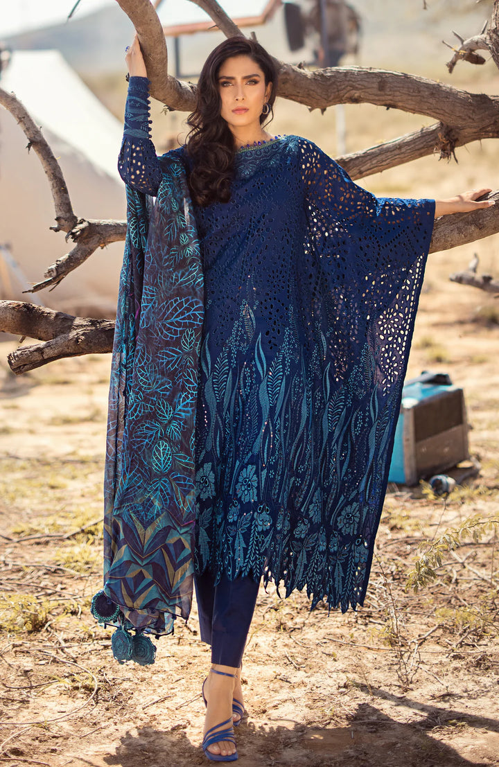 Alzohaib | Mahiymaan Luxury Lawn | MLL- Sapphire Shadow - Hoorain Designer Wear - Pakistani Ladies Branded Stitched Clothes in United Kingdom, United states, CA and Australia
