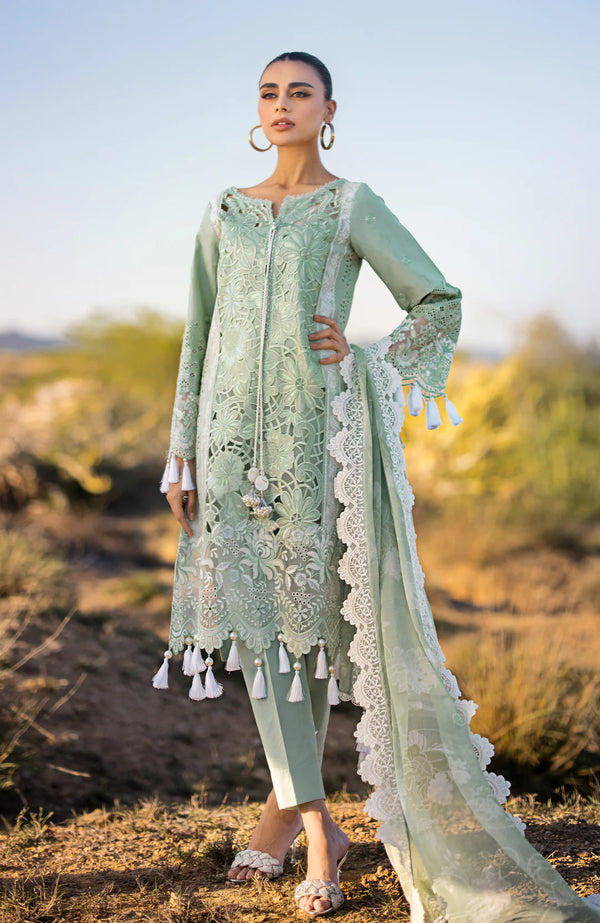 Alzohaib | Mahiymaan Luxury Lawn | MLL- Meadow Mint - Hoorain Designer Wear - Pakistani Ladies Branded Stitched Clothes in United Kingdom, United states, CA and Australia