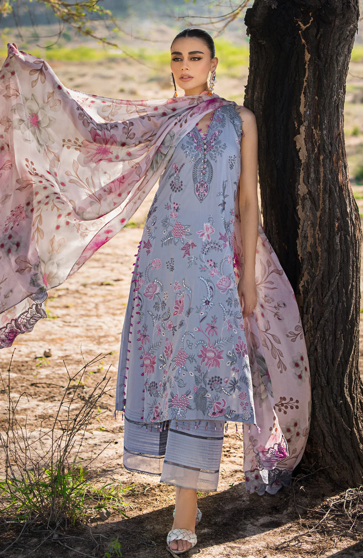 Alzohaib | Mahiymaan Luxury Lawn | MLL- Blossom Ash - Hoorain Designer Wear - Pakistani Ladies Branded Stitched Clothes in United Kingdom, United states, CA and Australia