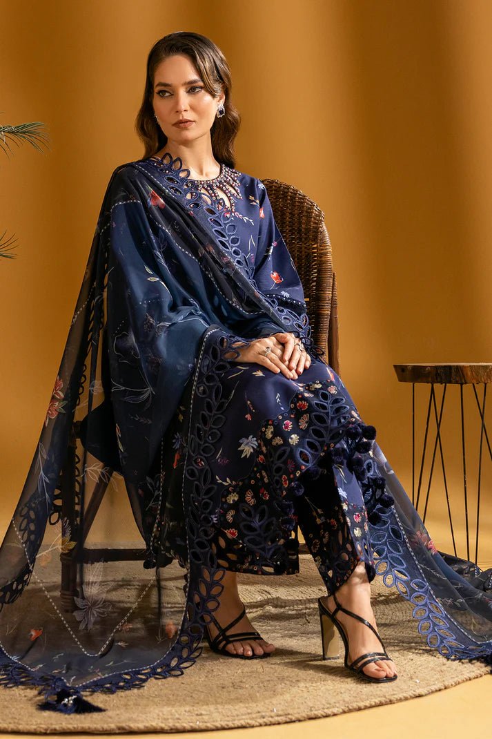 Alizeh | Maahi Embroidered Lawn | Iris - Pakistani Clothes - Hoorain Designer Wear