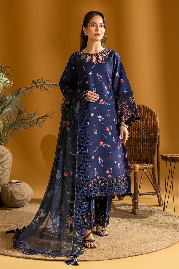 Alizeh | Maahi Embroidered Lawn | Iris - Pakistani Clothes - Hoorain Designer Wear