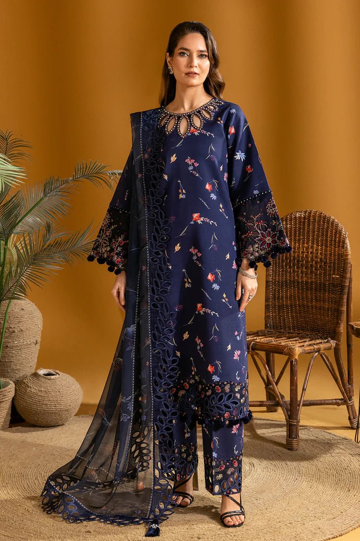 Alizeh | Maahi Embroidered Lawn | Iris - Pakistani Clothes - Hoorain Designer Wear