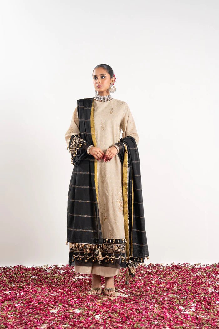 Alkaram | Festive Collection | FC - W - 10C - 23 - 3 - Beige - Pakistani Clothes - Hoorain Designer Wear