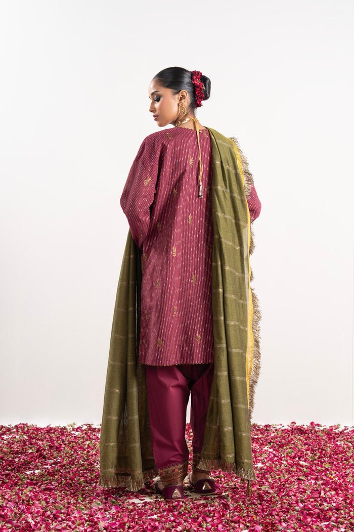 Alkaram | Festive Collection | FC - W - 11C - 23 - 3 - Red - Pakistani Clothes - Hoorain Designer Wear