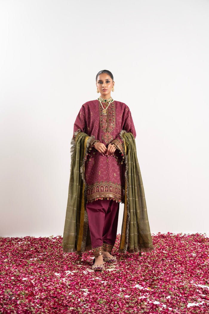 Alkaram | Festive Collection | FC - W - 11C - 23 - 3 - Red - Pakistani Clothes - Hoorain Designer Wear